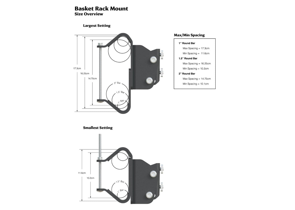 Kammok Crosswing Basket Mount Kit Size Overview.