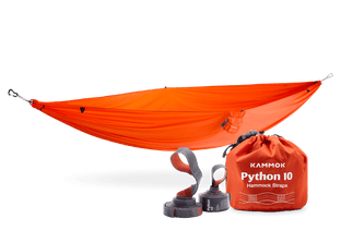 Studio Image of Kammok Hammock Roo Single and Python 10 Bundle Ember Orange