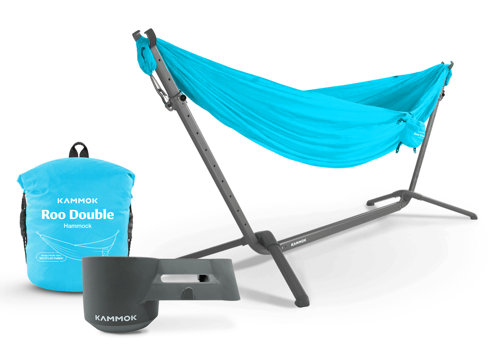 Tranquillo Polyester Hammock With Stand For 2 Person - Blue, Portable With Carrying Case