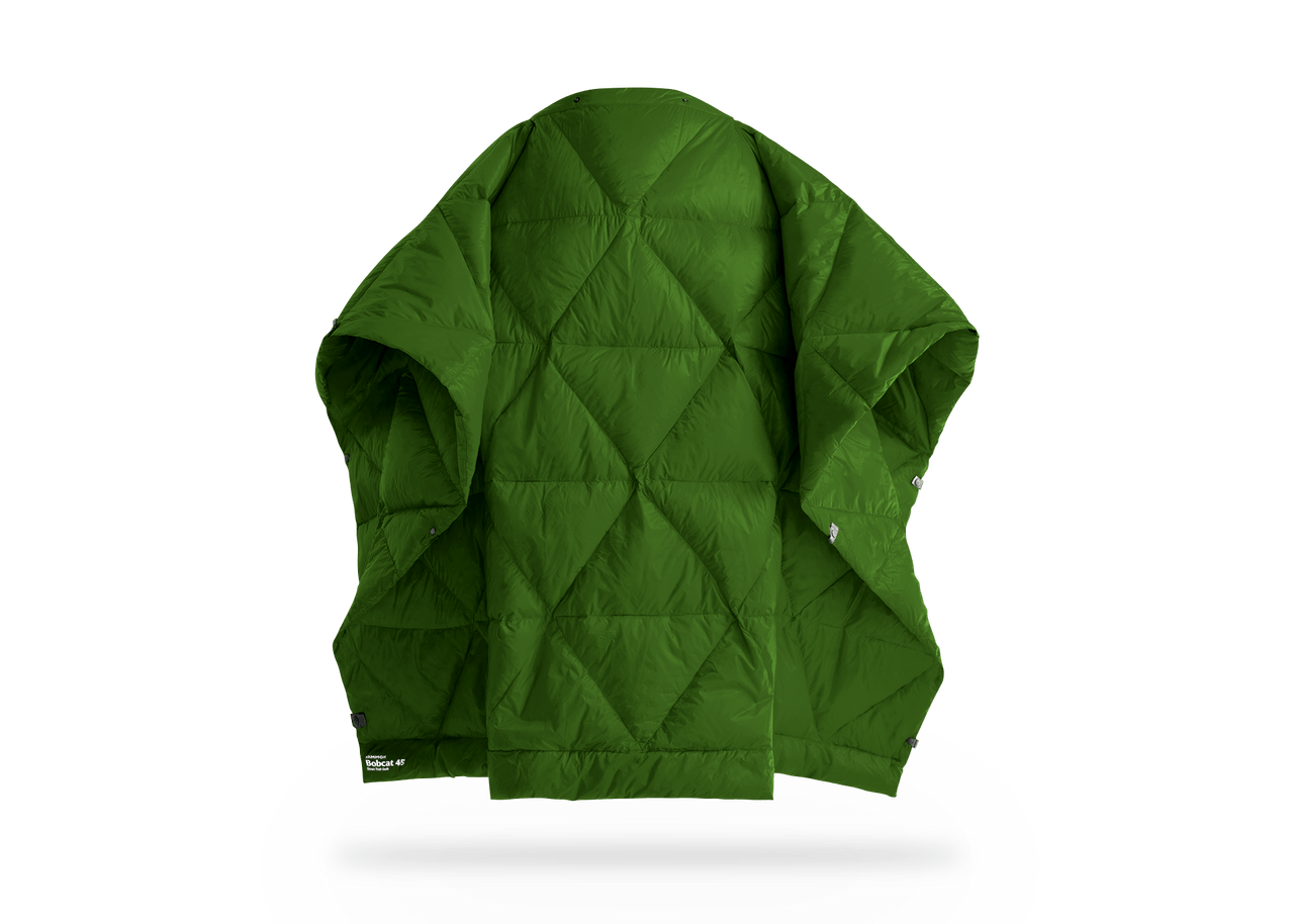 Kammok Trail Quilt Bobcat 45°F in poncho mode.