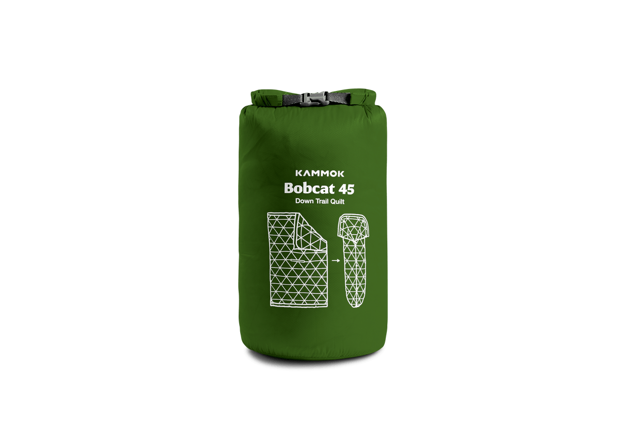 Kammok Trail Quilt Bobcat 45°F in storage bag.