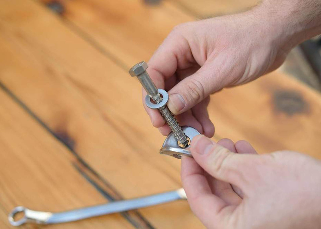 Close up of Kammok Accessory Bolt Pack in hands.