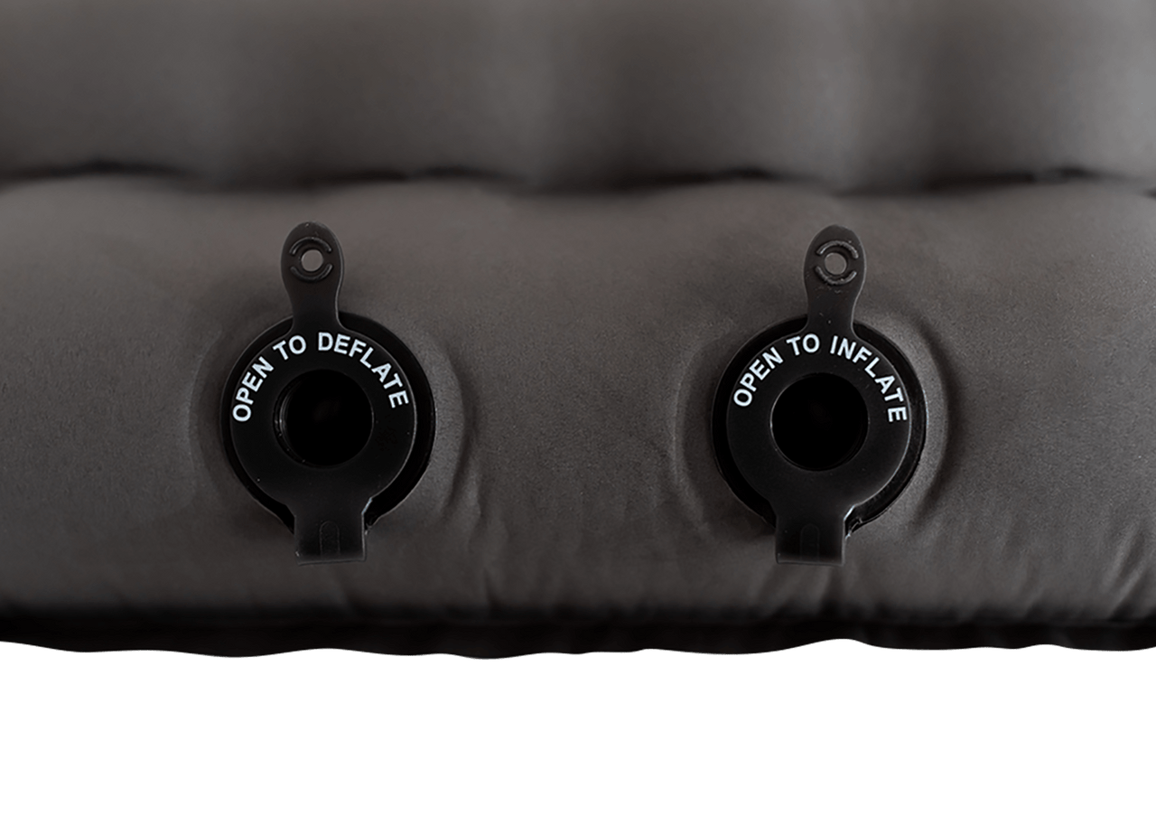Close up of inflate and deflate ports of a Kammok Sleep Line Insulated Pongo Pad
