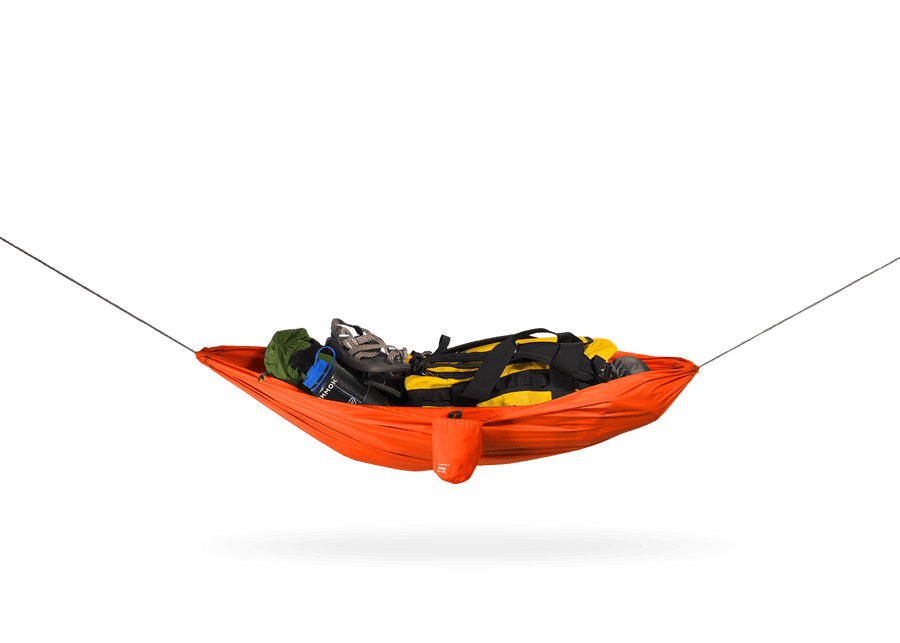 Studio image of Kammok Storage Joey Gear Sling filled with gear.