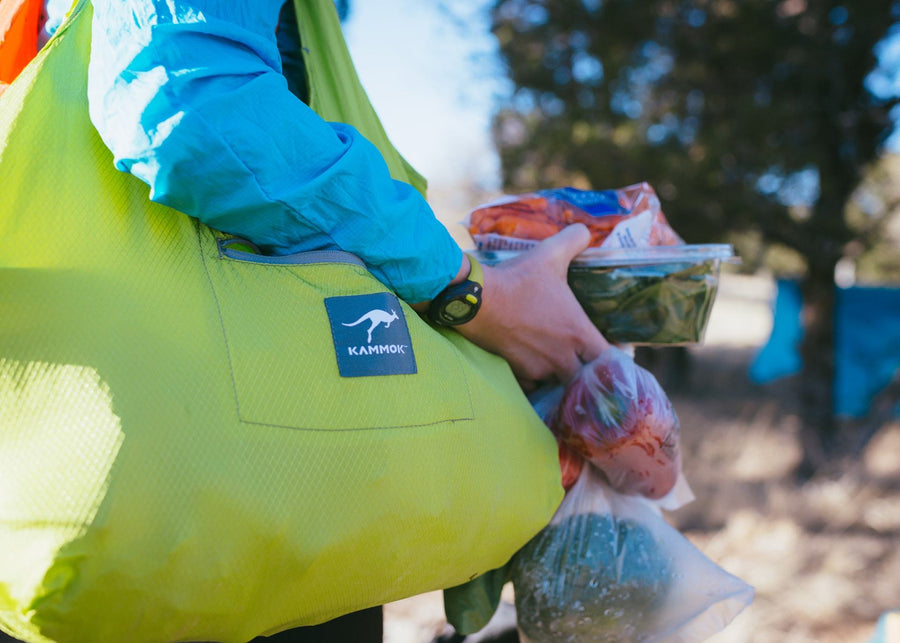 Hauling fresh veggies with a Kammok Bag Tote.