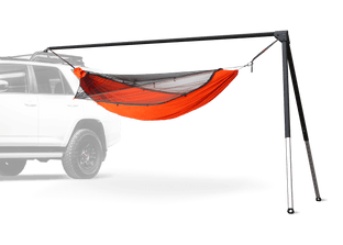 Studio Image and Graphic Illustration of an installed Kammok Stand Outpost