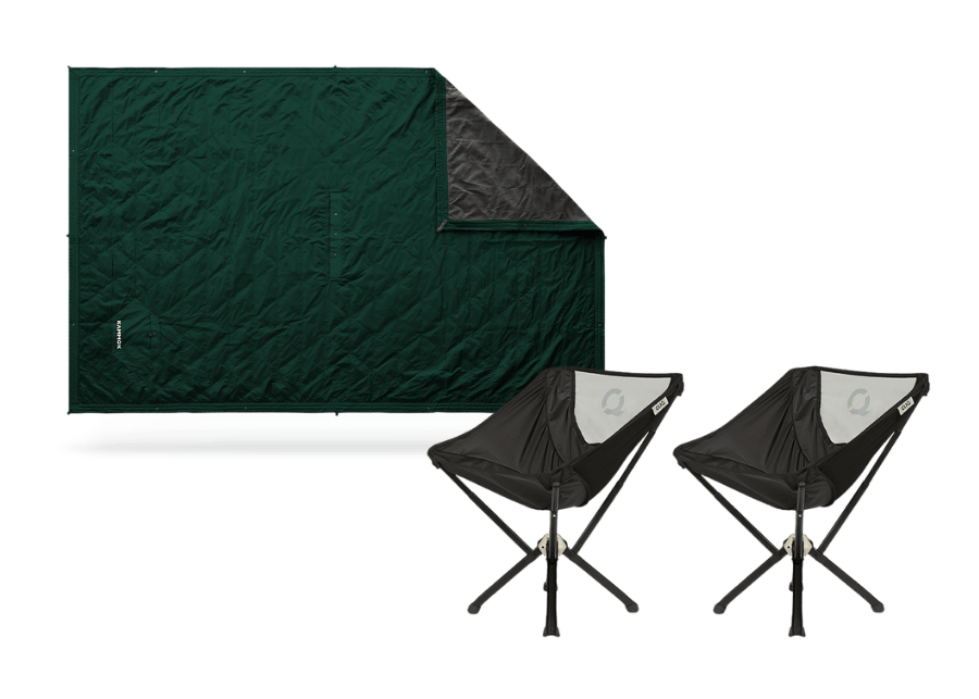 Kammok ClassiQ Chairs & Field Blanket Bundle Pine Green