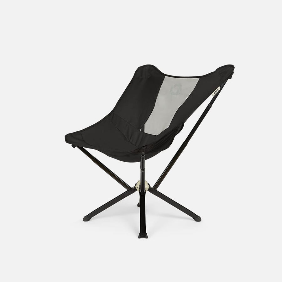 CLIQ MystiQ Lounge Chair in Onyx Black with a light mesh back, shown at an angle