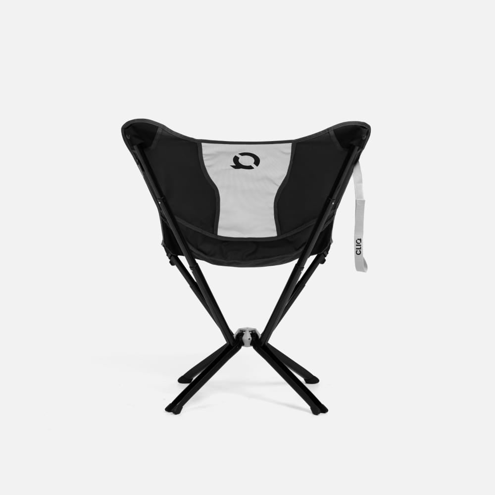 Back view of the CLIQ MystiQ Lounge Chair in Onyx Black with its carry strap