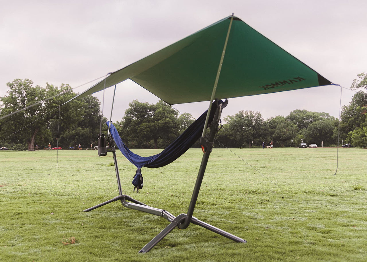 The complete set up, our Kammok Swiftlet Everything Bundle out in the park.