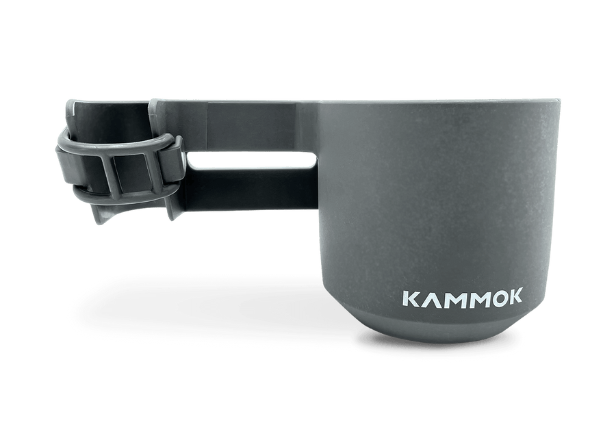Swiftlet cup holder in granite gray for Swiftlet portable hammock stand with rubber adjustable strap.