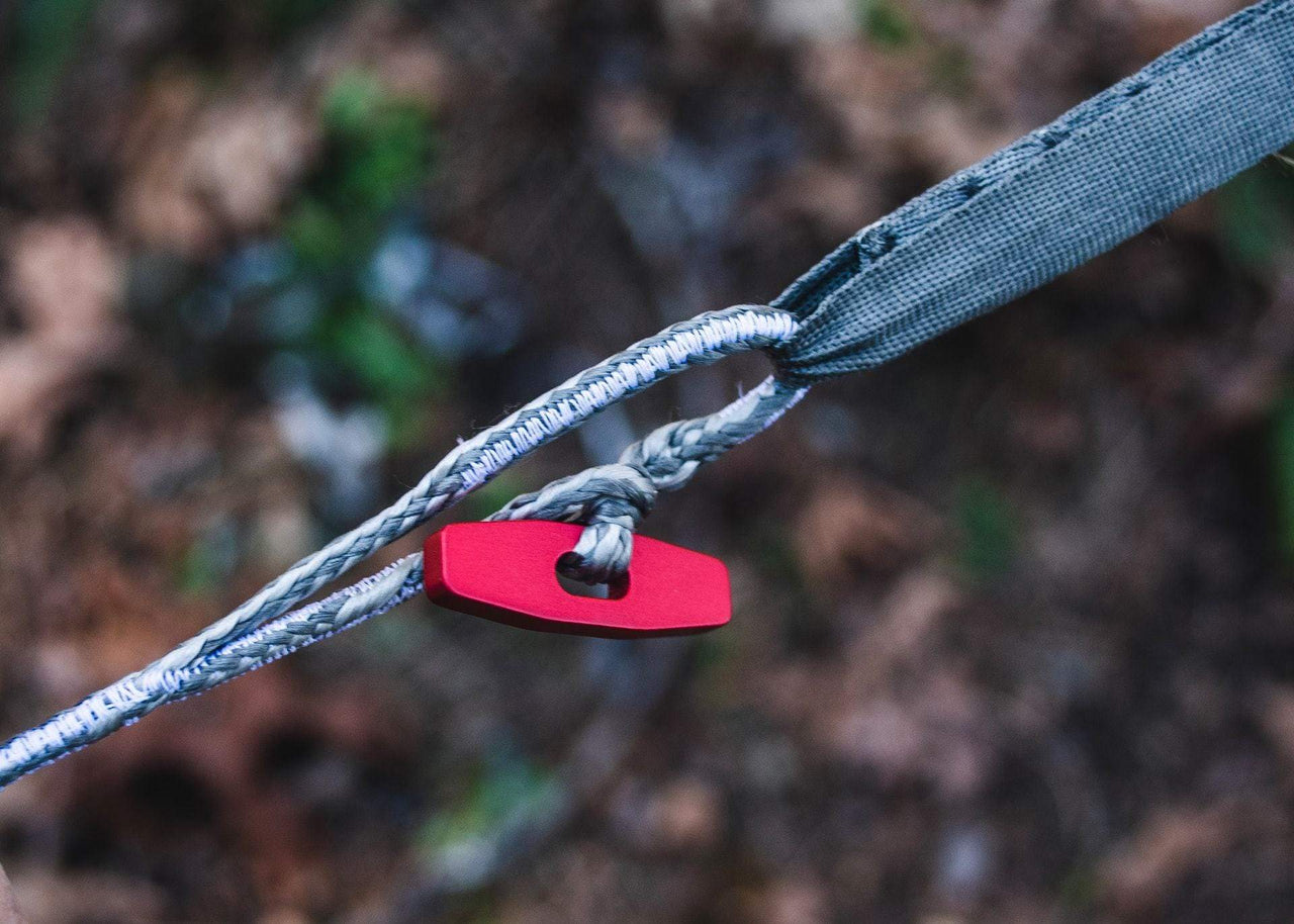 Close up of Kammok Hammock Roo Single UL attached to straps.